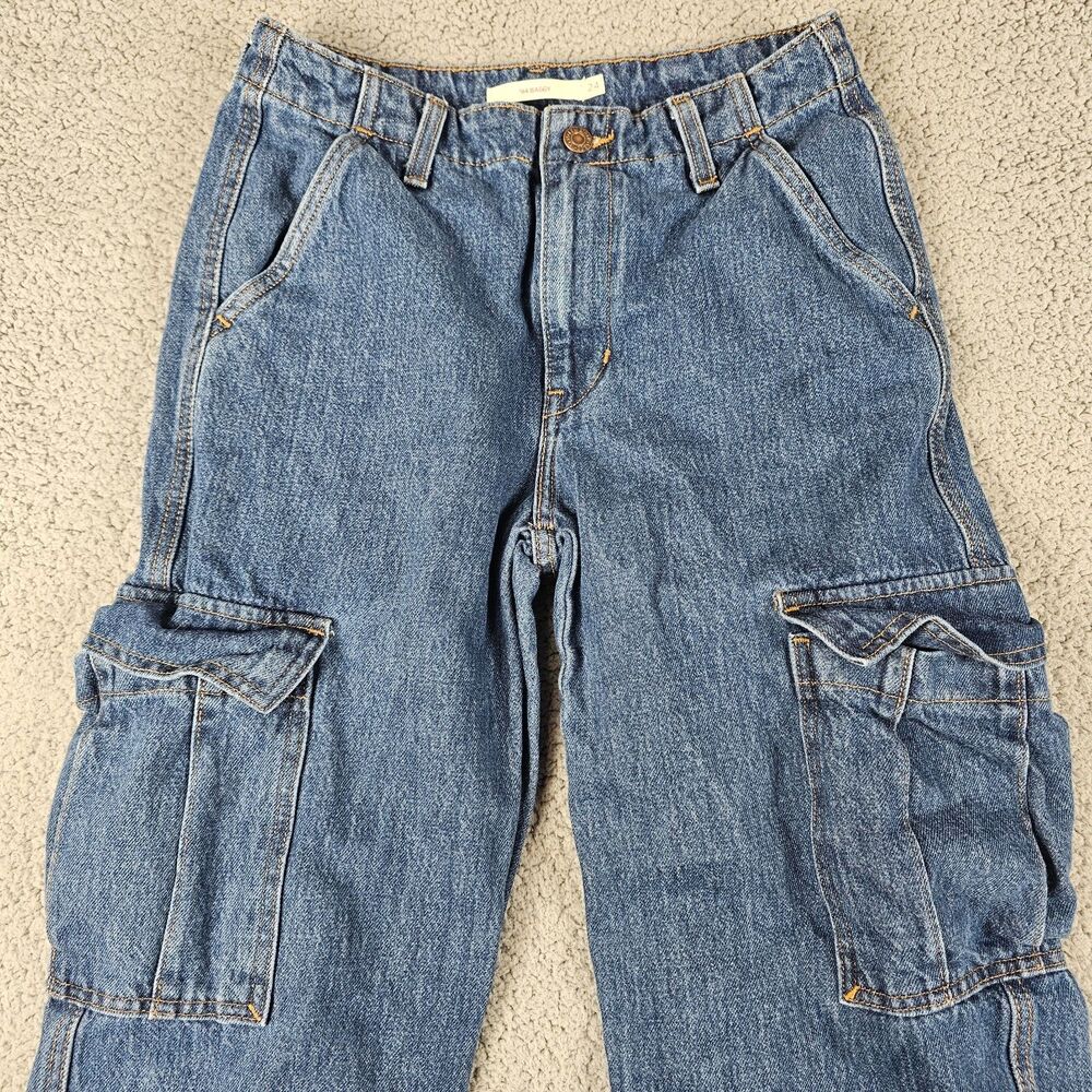 Levis 94 Baggy Jeans Women 24 Blue Denim Relaxed Wide Leg Cargo Parachute Skater